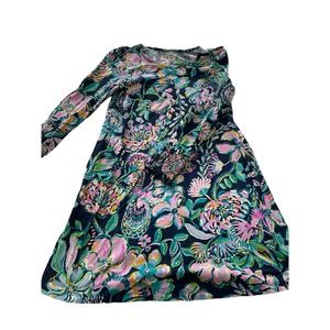 Lilly Pulitzer Floral Long Puff Shoulder Elastic Sleeve Girl's Dress EUC. Size L